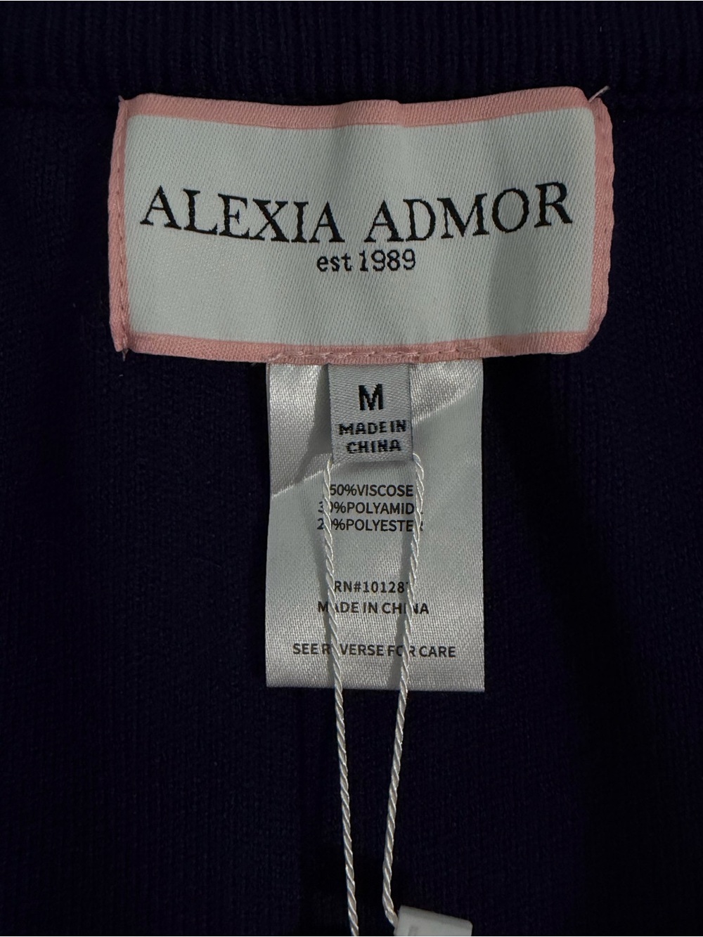 NWT Alexia Admor Navy Knit MIDI Pencil Skirt M Gold Double Zip Modern MSRP $200 - Picture 8 of 14